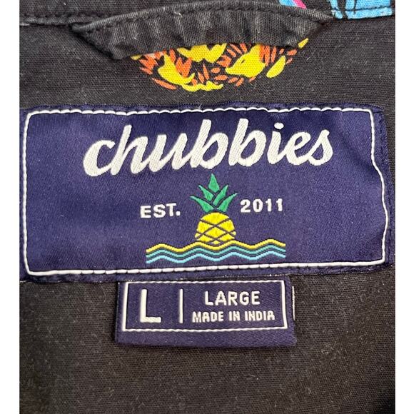 Chubbies Men's Large Blue Pineapple Print Button Down Golf Vacation Beach Shirt - Picture 3 of 5